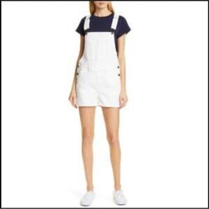 Frame Le Garcon Romper Overalls White Denim Shorts Women’s Size M $295 NWT